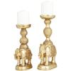imageDeco 79 Polystone Elephant Candle Holder Set of 2 13quot 11quotH GoldGold