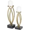 imageDeco 79 Stainless Steel Metal Decorative Candle Holder Candle Stand Set of 2 Candlestick Holder 15quot 12quotH GoldGold