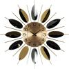 imageDeco 79 Stainless Steel Metal Leaf Decorative Wall Clock Radial Wall Clock for Home with Black Accents Wall Clock for Room 26quot x 2quot x 26quot Gold