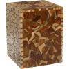 imageDeco 79 Teak Wood Handmade Side End Accent Table End Table with Mosaic Wood Chip Design Side Table 14quot x 14quot x 18quot Brown