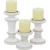 imageDeco 79 Wood Decorative Candle Holder Beaded Pillar Candle Stand Set of 3 Candlestick Holder 4quot 6quot 8quotH BrownBeige