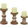 imageDeco 79 Wood Decorative Candle Holder Beaded Pillar Candle Stand Set of 3 Candlestick Holder 4quot 6quot 8quotH BrownBrown