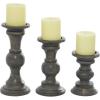 imageDeco 79 Wood Decorative Candle Holder Candle Stand Set of 3 Candlestick Holder 6quot 8quot 10quotH Light BlueDark Brown