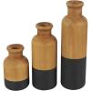 imageDeco 79 Wood Decorative Vase Centerpiece Vases with Black Bases Set of 3 Vases for Home Decoration 10quot 8quot 5quot H BrownBlack