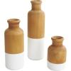 imageDeco 79 Wood Decorative Vase Centerpiece Vases with Black Bases Set of 3 Vases for Home Decoration 10quot 8quot 5quot H BrownWhite
