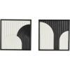imageDeco 79 Wood Geometric Handmade Home Wall Decor Overlapping Arches Wall Sculpture with Black Frame Set of 2 Wall Art 16quot W 16quot H White