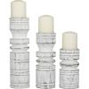 imageDeco 79 Wood Pillar Candle Holder with White Wash Finish Set of 3 14quot 11quot 8quotH BrownWhite