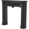 imageDeco 79 Wood Scroll Fireplace Mantle Freestanding with Floral Accents 45quot x 10quot x 43quot BlackBlack