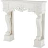 imageDeco 79 Wood Scroll Fireplace Mantle Freestanding with Floral Accents 45quot x 10quot x 43quot BlackWhite