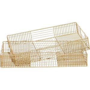 imageCosmoLiving by Cosmopolitan Metal Wire Tray Set of 2 17quot 19quotW Gold