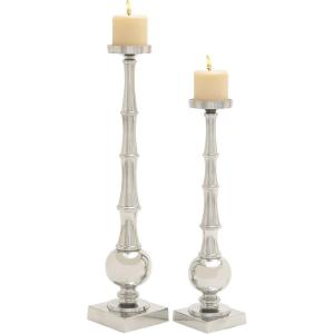 imageDeco 79 Aluminum Metal Decorative Candle Holder Candle Stand Set of 3 Candlestick Holder 14quot 12quot 10quotH Silver23x19