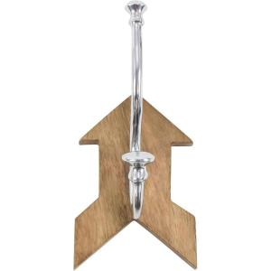 imageDeco 79 ArrowShaped Aluminum and Mango Wood Wall Hook BrownSilver