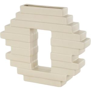 imageDeco 79 Ceramic Abstract Decorative Vase Centerpiece Vase with Rectangular Center Cutout Flower Vase for Home Decoration 12quot x 2quot x 10quot CreamCream