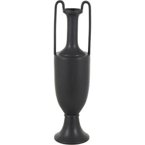 imageDeco 79 Ceramic Decorative Vase Fluted Urn Shaped Centerpiece Vase with Arch Handles Flower Vase for Home Decoration 6quot x 6quot x 20quot BlackBlack