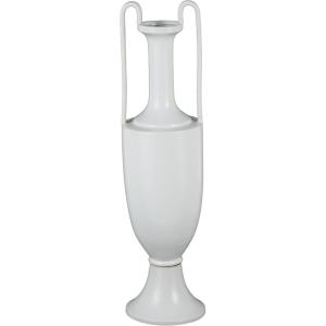 imageDeco 79 Ceramic Decorative Vase Fluted Urn Shaped Centerpiece Vase with Arch Handles Flower Vase for Home Decoration 6quot x 6quot x 20quot BlackWhite
