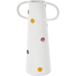 imageDeco 79 Ceramic Decorative Vase Textured Centerpiece Vase with Multicolor HalfMoon Accents Flower Vase for Home Decoration 8quot x 8quot x 16quot BlackWhite