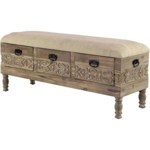 imageDeco 79 Farmhouse Chinese fir Wood Storage Bench 47quot x 16quot x 20quot BROWNBrown