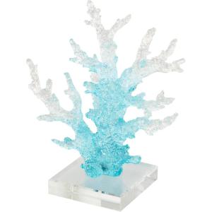 imageDeco 79 Glass Coral Decorative Sculpture Ombre Home Decor Statue with Clear Square Base Accent Figurine 8quot x 4quot x 9quot Blue