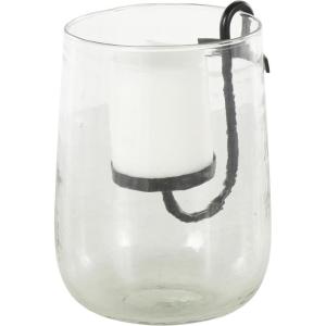imageDeco 79 Glass Decorative Candle Holder Candle Stand with Black Metal Accents and Brown Speckles Candlestick Holder 7quot x 7quot x 8quot ClearClear