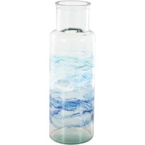imageDeco 79 Glass Handmade Decorative Vase Blown Centerpiece Vases Set of 2 Flower Vases for Home Decoration 7quot W 10quot H BlueBlue