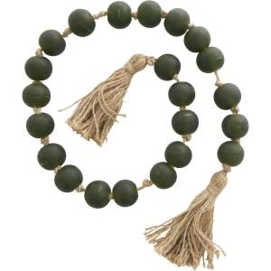 imageDeco 79 Glass Handmade Round Beaded Garland with Tassel with Knotted Brown Jute 45quot x 1quot x 1quot Light BlueGreen