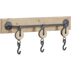imageDeco 79 Industrial Wood Solid Wall Hook 24quot x 4quot x 10quot Brown
