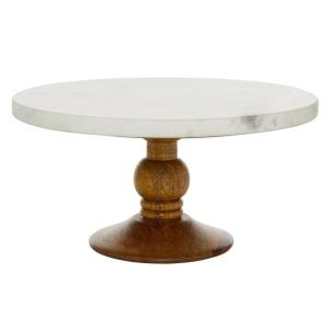 imageDeco 79 Mango Wood Cake Stand with Wood Base 12quot x 12quot x 6quot White