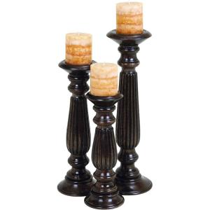 imageDeco 79 Mango Wood Candle Holder Set of 3 18quot 15quot 12quotH Dark Brown