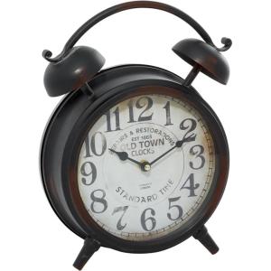 imageDeco 79 Metal Clock with Bell Style Top 10quot x 4quot x 13quot BlackBlack