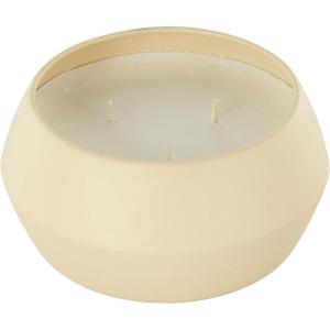 imageDeco 79 Metal Decorative Candle Tangerine Splash Scented Textured 30oz 3 Wick Aromatherapy Candle with White Wax Wax Aromatherapy Candle 4quot x 4quot x 2quot CreamBeige