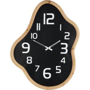 imageDeco 79 Metal Decorative Wall Clock Wavy Wall Clock for Home with Brown Frame and White Accents Wall Clock for Room 25quot x 2quot x 32quot Black