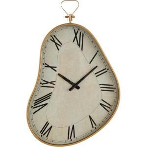 imageDeco 79 Metal Decorative Wall Clock Wavy Wall Clock for Home with Gold Frame and Black Accents Wall Clock for Room 17quot x 3quot x 25quot White