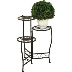 imageDeco 79 Metal Floral Indoor Outdoor Plantstand Indoor Outdoor 3 Tier Plant Shelf Plant Stand 24quot x 18quot x 18quot BrownBrown