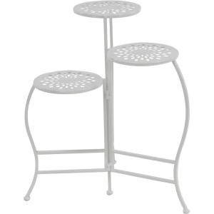 imageDeco 79 Metal Floral Indoor Outdoor Plantstand Indoor Outdoor 3 Tier Plant Shelf Plant Stand 24quot x 18quot x 18quot BrownWhite