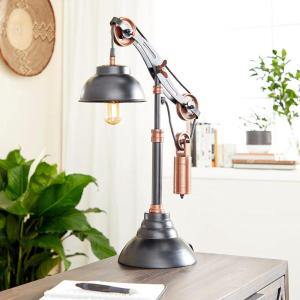 imageDeco 79 Metal Room Desk Lamp Pulley Accent Lamp Lamp 13quot x 8quot x 24quot Black