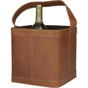 imageDeco 79 Modern Leather Wine Holder CONVENIENTLY SIZED Dark BlueTan