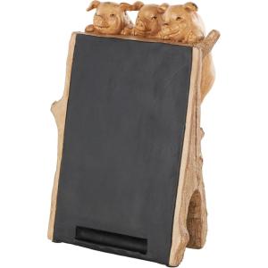 imageDeco 79 Polystone Cow Decorative Sign Chalkboard with Brown Tree Trunk Frame 7quot x 4quot x 11quot Black7W x 99H