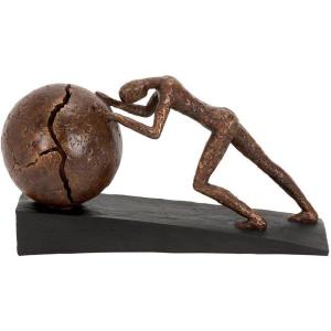 imageDeco 79 Polystone People Decorative Sculpture Home Decor Statue with Ball Accent Figurine 5quot x 15quot x 8quot Brown5 x 15 x 8