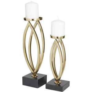imageDeco 79 Stainless Steel Metal Decorative Candle Holder Candle Stand Set of 2 Candlestick Holder 15quot 12quotH GoldGold