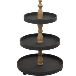imageDeco 79 Wood 3 Tiered Tiered Server 15quot x 15quot x 24quot WhiteBlack