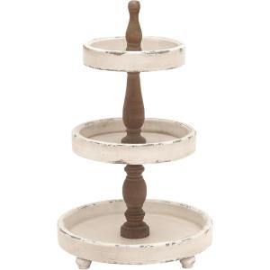 imageDeco 79 Wood 3 Tiered Tiered Server 15quot x 15quot x 24quot WhiteWhite
