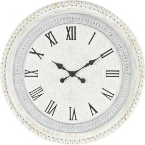 imageDeco 79 Wood Carved Beading Wall Clock 22quot x 1quot x 22quot WhiteWhite