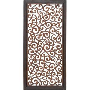 imageDeco 79 Wood Floral Handmade Home Wall Decor Intricately Carved Scroll Wall Sculpture Wall Art 24quot x 1quot x 51quot Brown51L x 24W