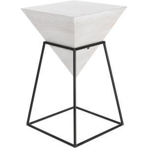 imageDeco 79 Wood Geometric Inverted Pyramid Accent Table with Black Metal Stand 14quot x 14quot x 24quot BlackWhite