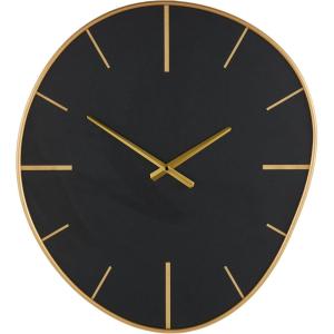 imageDeco 79 Wooden Decorative Wall Clock Wavy Wall Clock for Home with Gold Hands and Markers Wall Clock for Room 21quot x 2quot x 24quot Black