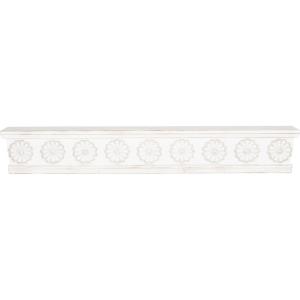 imageDeco 79 Wooden Floral Room Wall Shelf Floating Shelf with Brown Distressing Display Shelf 60quot x 8quot x 9quot WhiteWhite