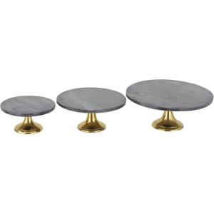 imageThe Novogratz Aluminum Cake Stand with Gold Base Set of 3 15quot 12quot 9quotW BlackBlack