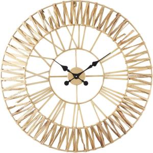 imageThe Novogratz Seagrass Round Wall Clock with Weaving Design 31quot x 2quot x 31quot Gold