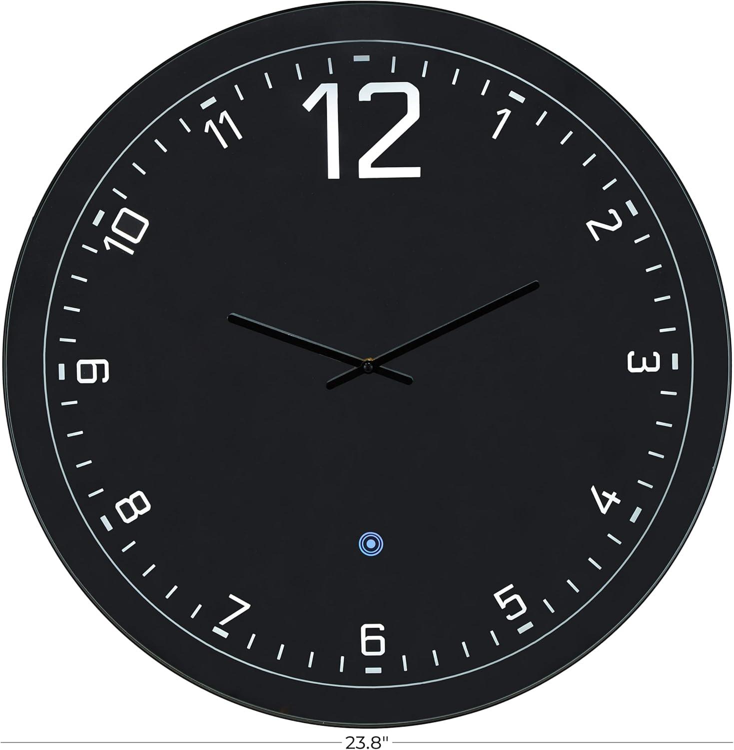 imageDeco 79 Glass Decorative Wall Clock LED Wall Clock for Home with Black Frame Wall Clock for Room 24quot x 1quot x 24quot Multi Colored