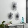 imageDeco 79 Metal Starburst Home Wall Decor 3D Wall Sculpture Set of 3 Wall Art 16quot 20quot 24quotW BlackBlack